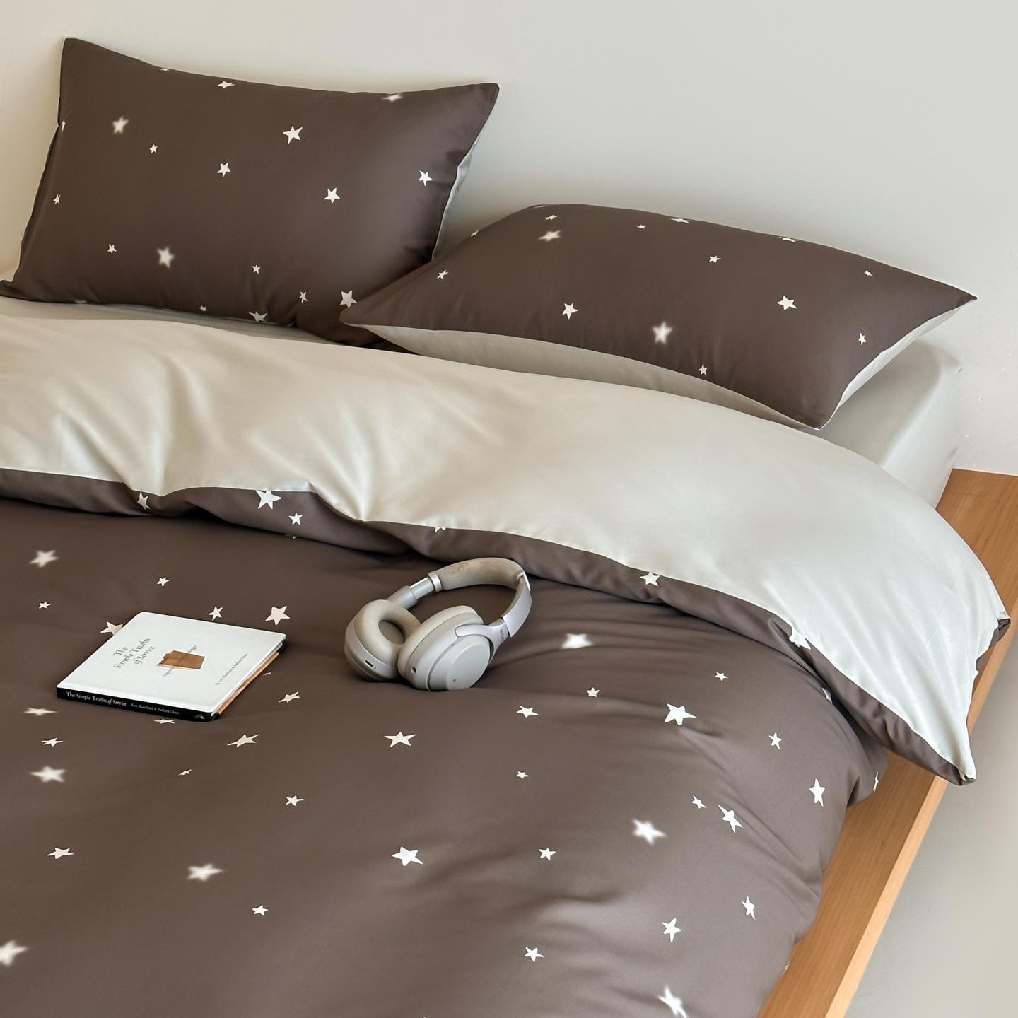 

60s Long-Staple Pure Cotton Girly Duvet & Bed Sheet Set 0.9m Flat Sheet 3-Piece - Duvet 150x200