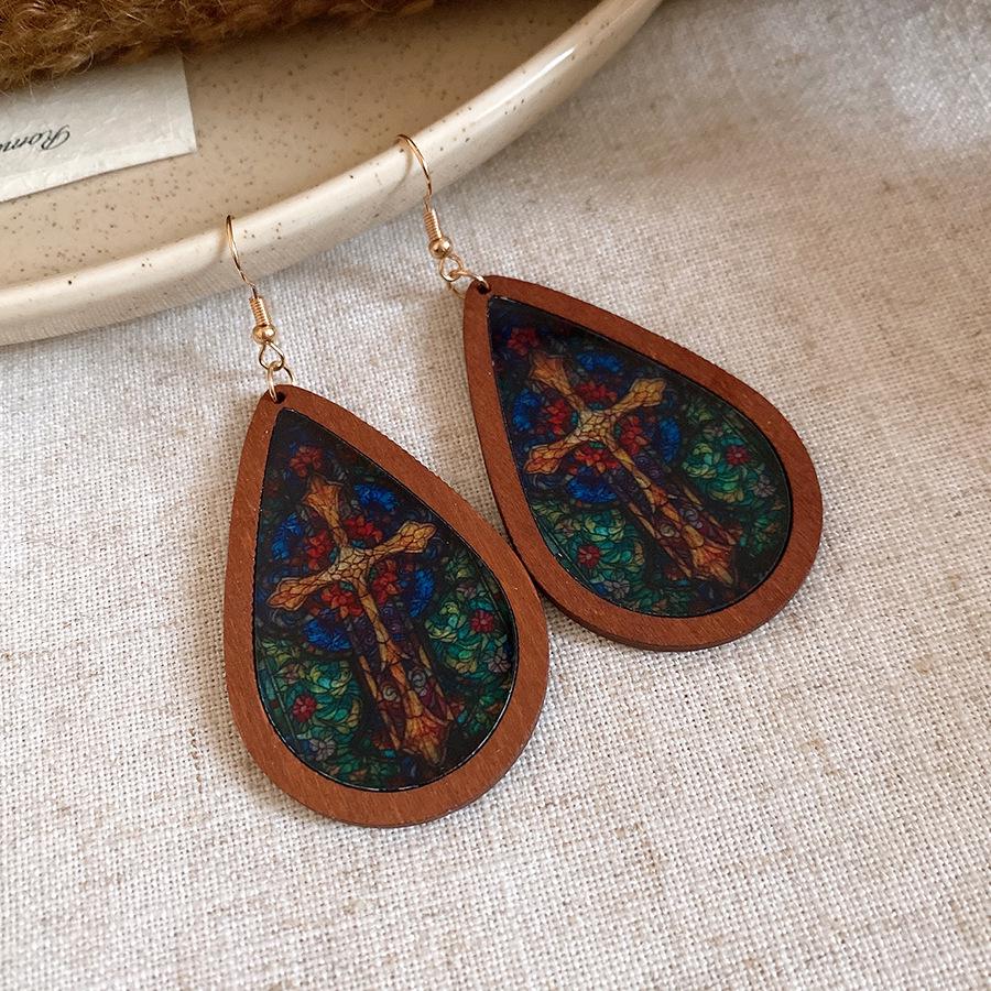 Этнические деревянные серьги-подвески в форме капли воды - Простые, ретро, элегантные, универсальные аксессуары для ушей.