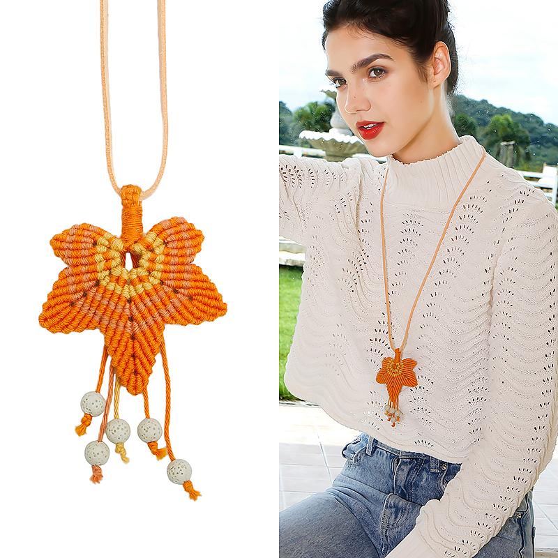 

1 шт. очаровательный новый свитер ручной работы с кленовым листом и цепочкой модное ожерелье с цветком на День благодарения