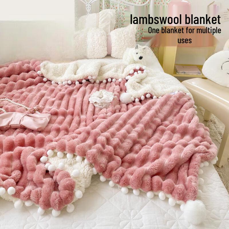 ZISIZ Thick Lamb Wool Winter Blanket