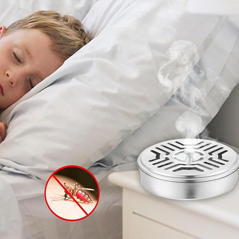 Metal Coil Holder Stainless Steel Fireproof Incense Burner With Hollow Lid And Stand Coil Holder Burner With Brush Ash Catcher