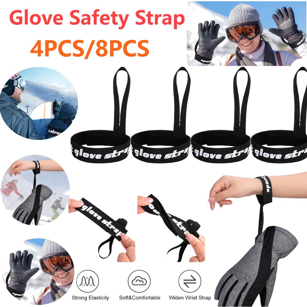 4-8PCS Skiing Sport Glove Straps Elastic Wrist Leash Glove Strap Handcuffs Glove Strap for Ski Snowboarding Hiking Accessories