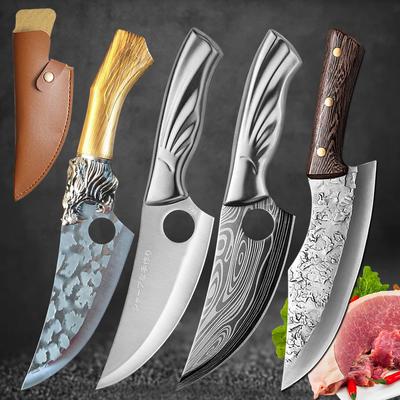 Handmade Forged Stainless Steel Kitchen Knife Fish Sculpture Knives Boning Knife Meat Cleaver Fruit Vegetables Cutter Tool