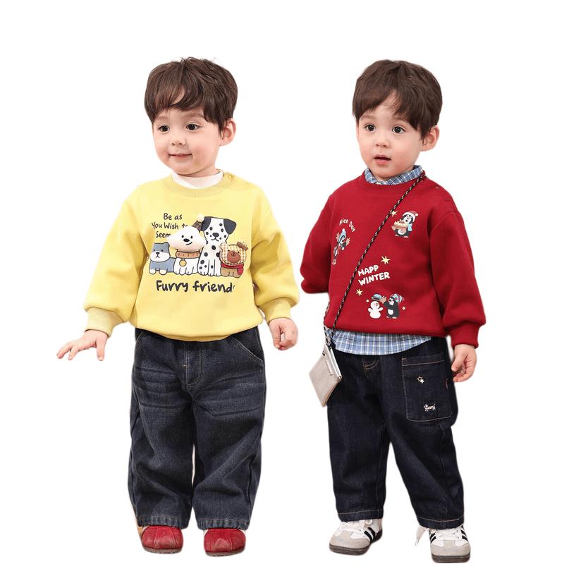 LUSON Boys' Plush 3D Doll Sweatshirt