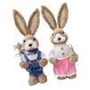 2pcs Easter Straw Rabbit Figurines Farmhouses Decorations Handcraft Straw Rabbit Sculptures For Festival Table Display
