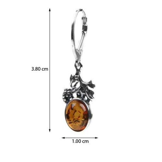Amber Sterling Silver Classic Grape Leaf Plumeria Earrings
