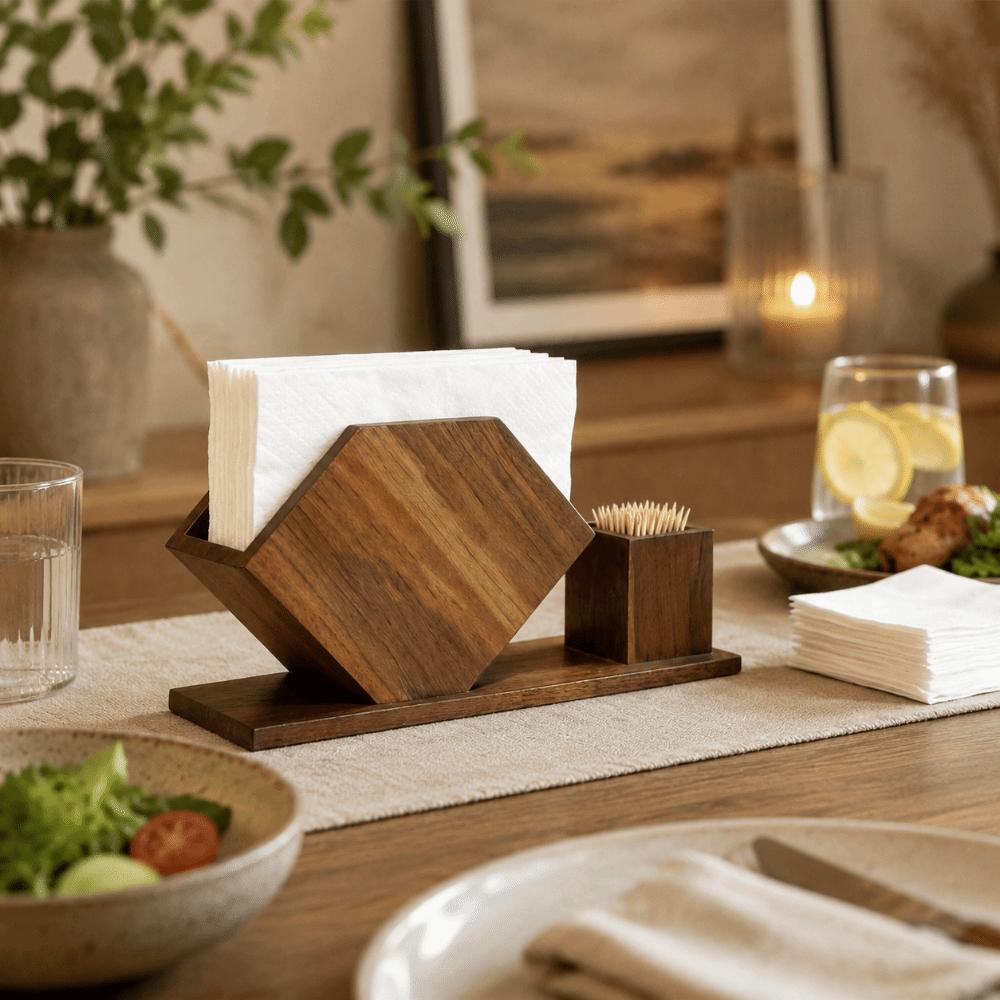 Wooden Napkin Holders No-slip Paper Towel Container Elegant Tissue Storage Rack Dining Tables