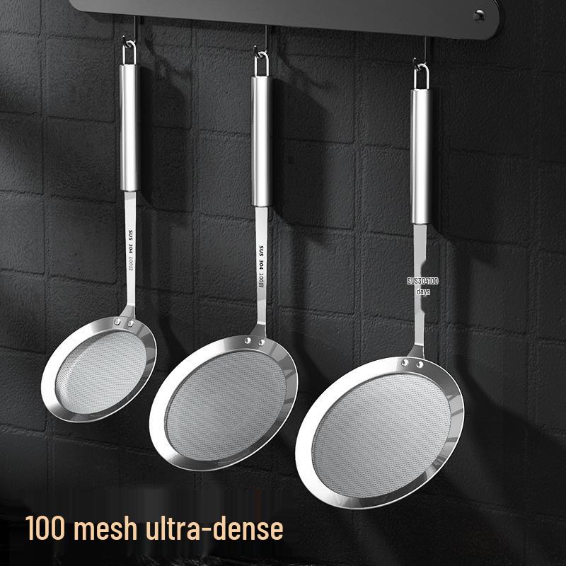 304 Stainless Steel Oil Separator Skimmer Spoon - 100 Mesh Colander and Sieve for Soy Milk and Flour