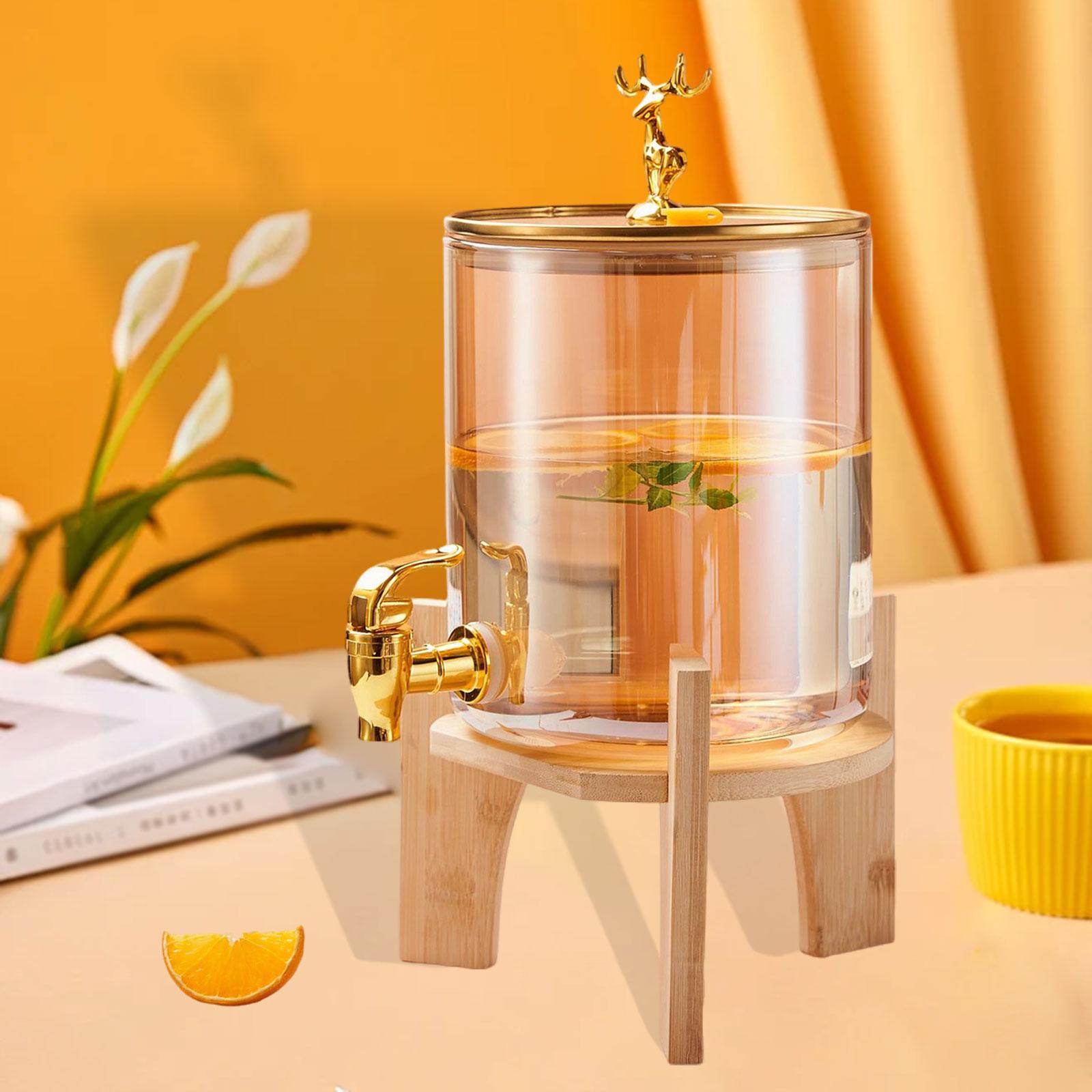 

Modern Glass Cold Kettle Beverage Dispenser with Stand Large Capacity Juice Water Jug for All Occasions and Outdoor Use золотой