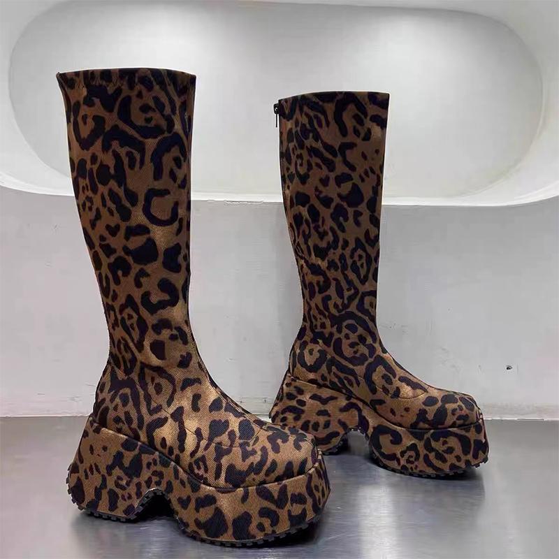 

Платформа Женские Высокие Сапоги Сексуальные Высокие Каблуки Дизайнерская Обувь Женские Тенденции 2024 Зимние Ботинки Челси Новые Женские Мотоциклетные Сапоги 40 леопардовый