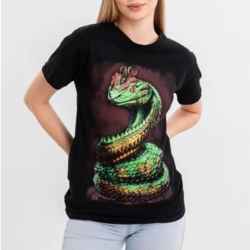 

Модная мужская футболка с 3D-принтом змеи, повседневная футболка с коротким рукавом и круглым вырезом, мужская одежда, футболки для улицы, топы, лето 6XL