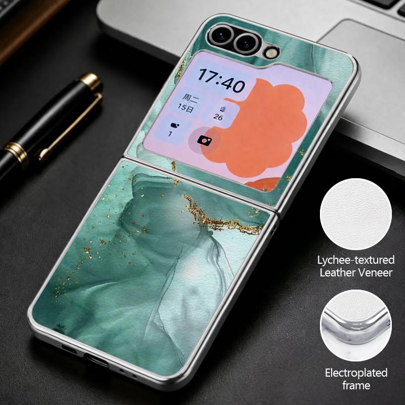 Watercolor Marble Case For Samsung Z Fold 8 Ultra 7 6 5 Hybrid 3in1 Leather Skin Plating Folding Phone Cover For Galaxy Z Fold8 Fold7 Fold6
