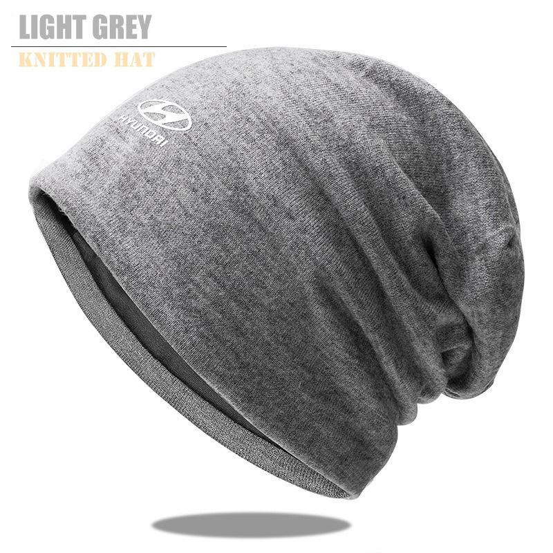 Solid Color Thin Plus Velvet Beanies Winter Hat Men Women Cap Casual Double Deck Spring Autumn With Hyundai Logo Windproof Hat