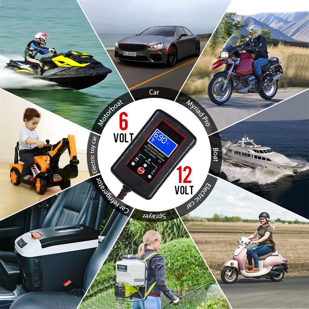 6V 12V 2A Intelligentes Autobatterieladegerät Automobil ASE Adapterkabel Für Motorrad Kinderspielzeug Rasenmäher Batterieladegerät EU-Stecker