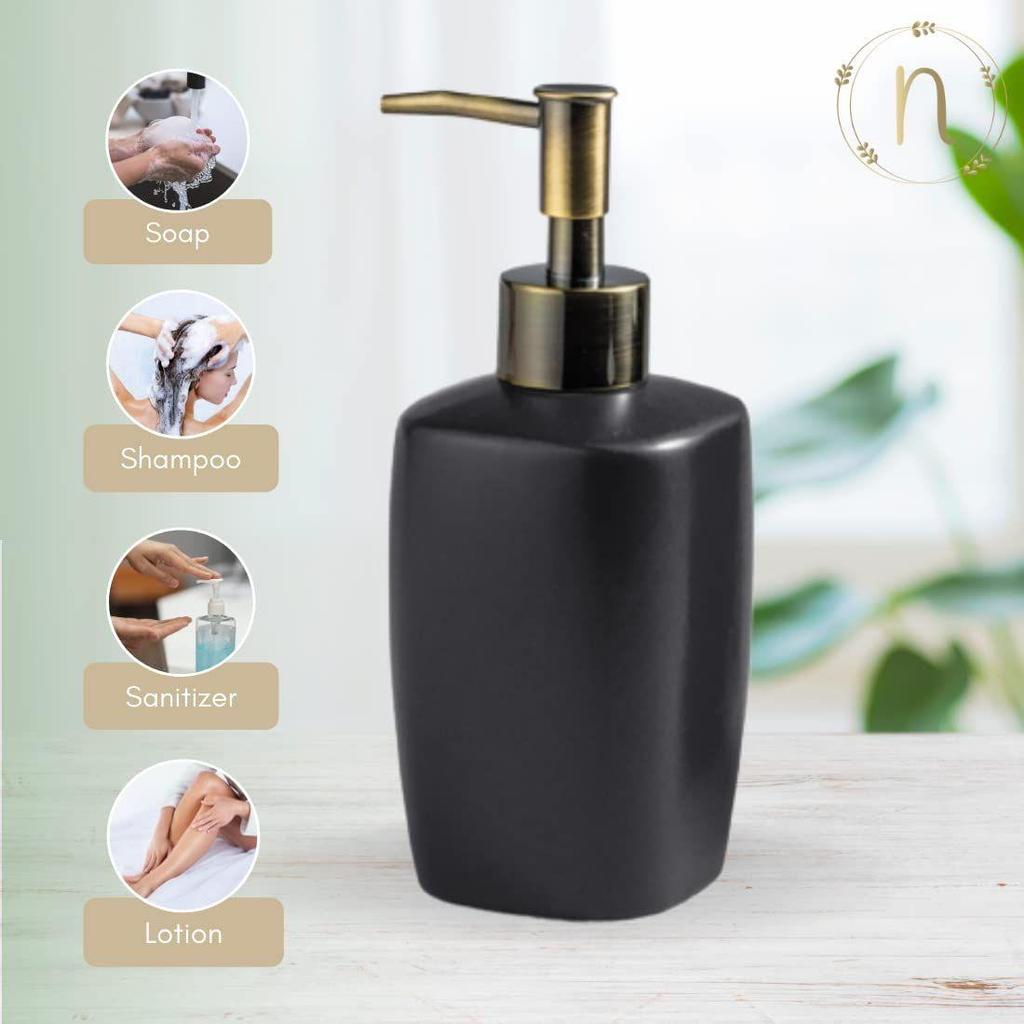 Shampoo Dispenser for Bathroom | Soap Dispenser for Kitchen | Handwash Bottle for Wash-Basin | Liquid Dispenser | Bathroom Accessories | 380ml (Black)