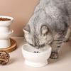 Ceramic Tall Footed Drinking Water Food Bowls, Anti Overturning Neck Protection Flat Mouth Snacks Cat Bowl, Pet Articles, 1Pc
