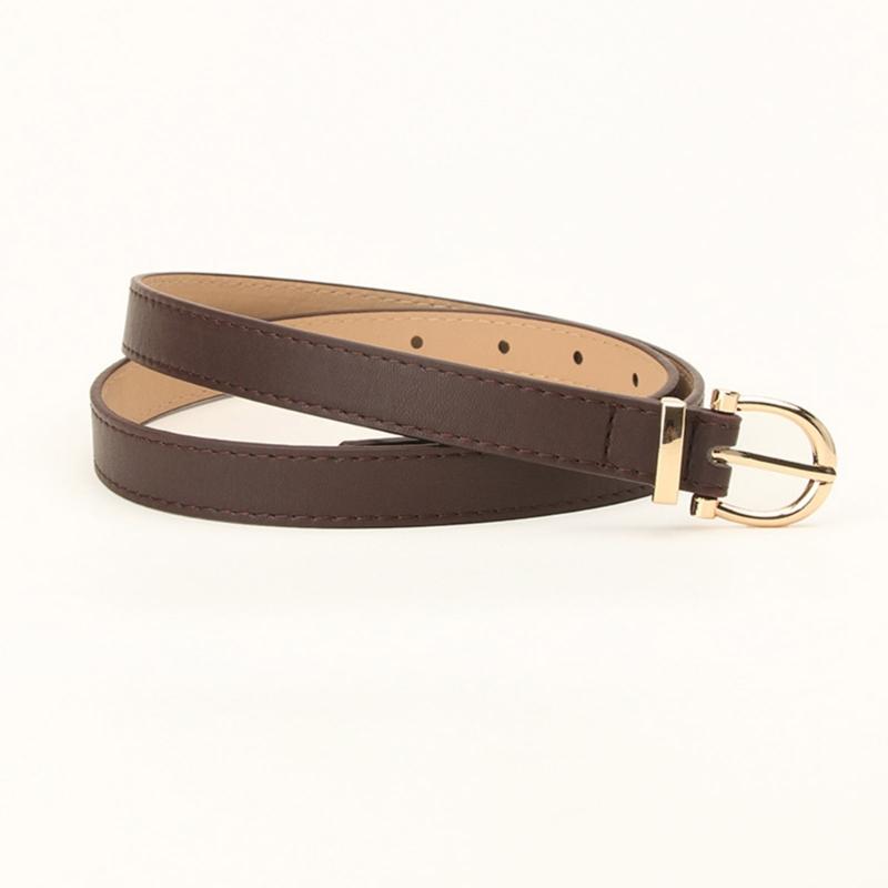 Adjustable Golden Oval Shape Buckle Thin Belt PU-leather All-match Belt Hot Girl Women Waist Belt for Coat Skirts Jeans