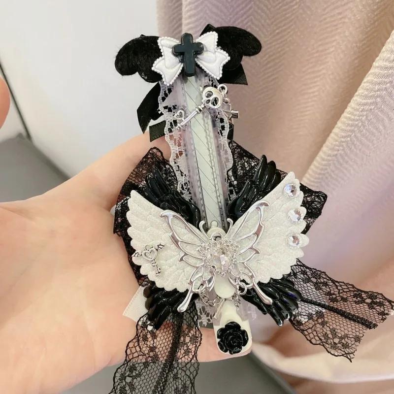 1 stuk schattige, coole zwarte papiersnijder met creatief ontwerp, vleugels, vlinder, doosopener, draagbaar mini-universeel mes, schoolbenodigdheden