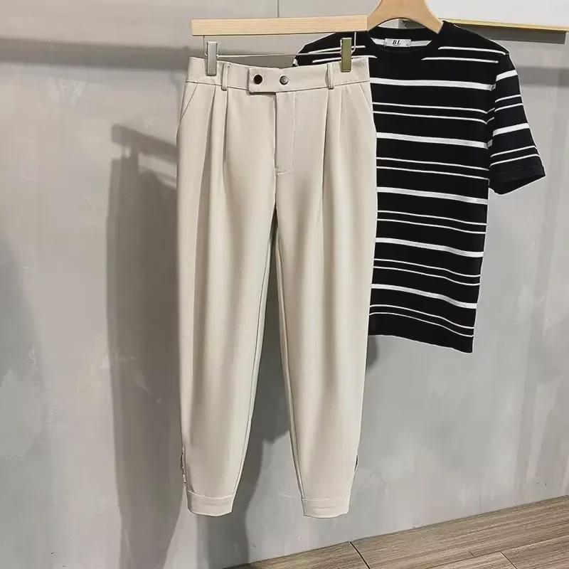 Trendige, kurze Haremshose im koreanischen Stil für Herren – vielseitiger, drapierter Anzug für Frühling und Sommer