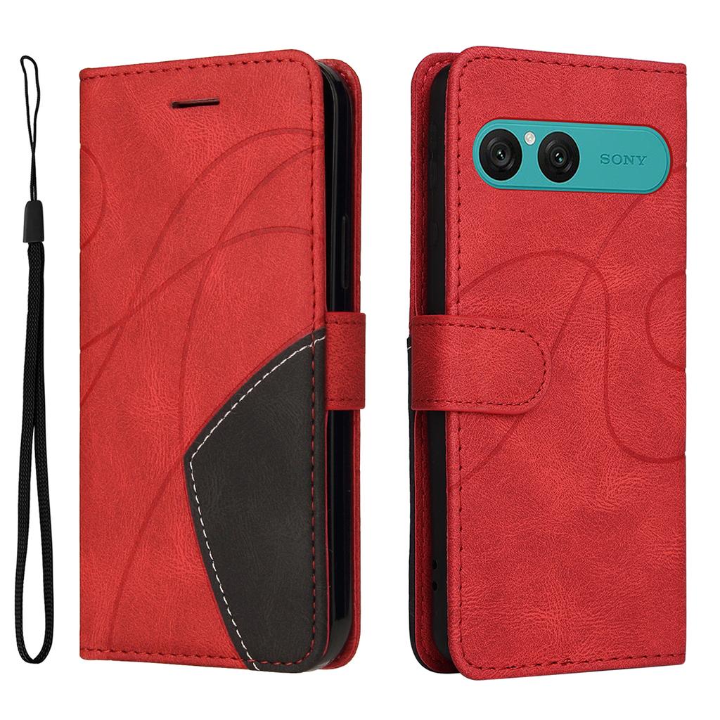 For Sony Xperia 10 VII Leather Phone Case Stand Wallet with Bi-colour Splicing Design