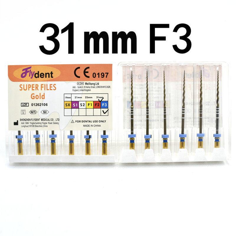 קובץ שורש שן זהב אנדו רוטרי סופר קבצים קבצים אנדודונטיים זהובים 25 מ"מ ניקל טיטניום כלי רפואת שיניים