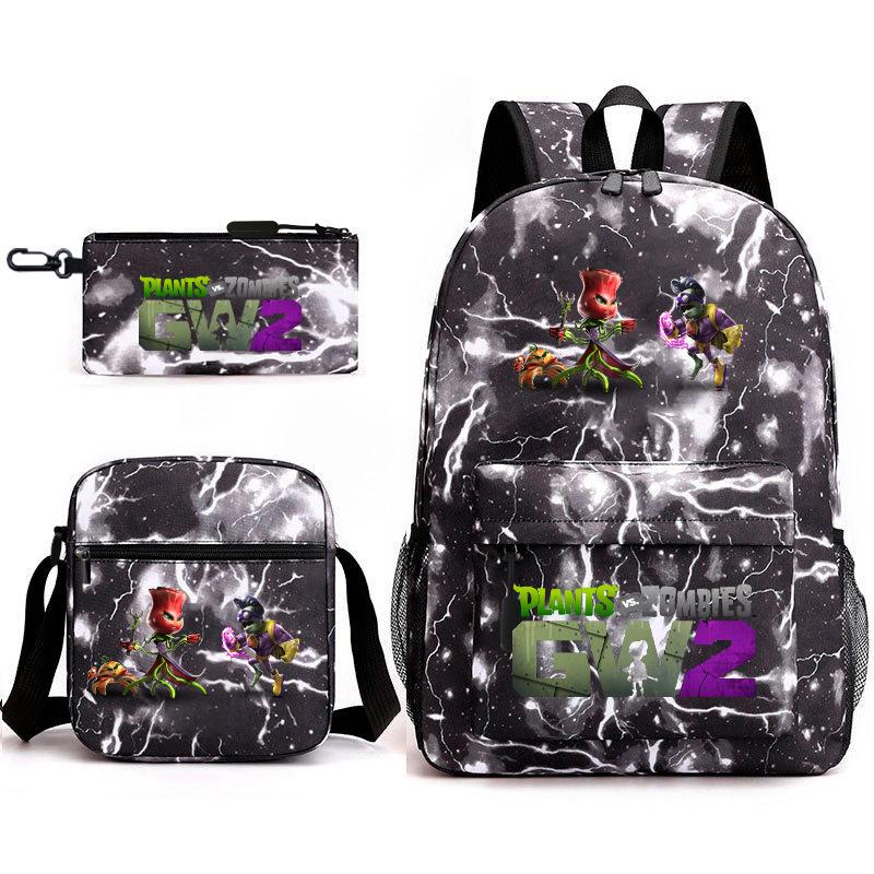 Large Capacity Schoolbag with Shoulder Strap; Student Three-piece Pencil Case Set