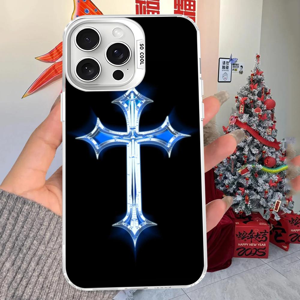 Jesus Christ Cross Phone Case For iPhone 16 15 14 13 12 11 Pro Max X XR XSMAX 8 7 Plus Matte Shockproof Back Cover