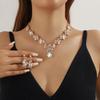 Hochwertiger europäischer Brautschmuck & Schmuckset: Halskette & Ohrringe für Hochzeit