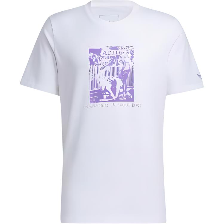 

Adidas Оригинальная футболка с круглым вырезом и вышитым логотипом трилистника, мужские топы, белые HS3040