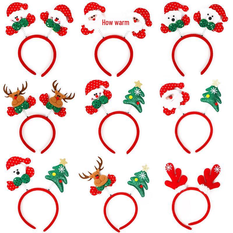Christmas Deer Antler & Snowman Headband - Festive Party Headdress Gift