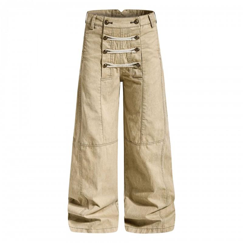 Oversized Cargo Pants Men Women Vintage Washed Straight Leg Casual Trousers American Style