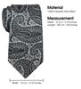 (RETREEZ) Paisley Art Pattern Microfiber Woven Fabric Men's Tie - Black & Silver