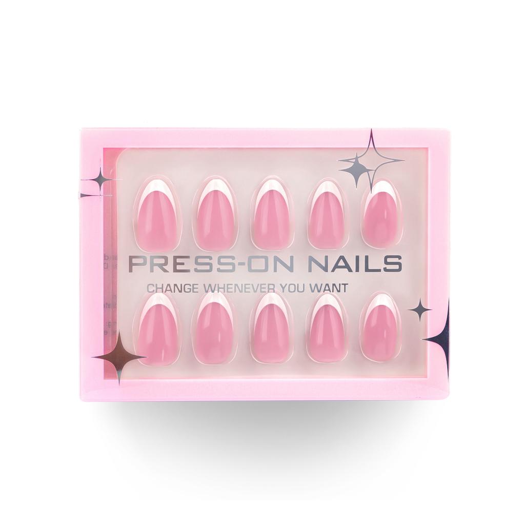 30 pieces of high-end wearing nail simple French white manicure fake nail European and American short nail film