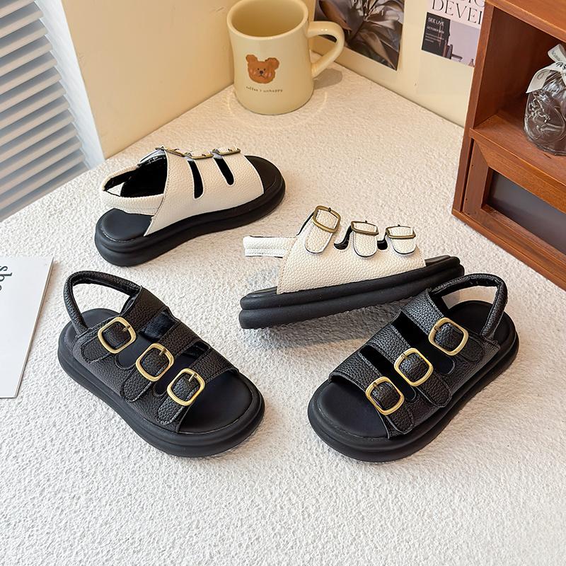 Kids Roman Sandals for Girls 2025 Summer New Toddler Beach Shoes Non-slip Lightweight Versatile Retro Comfort Barefoot Sandals