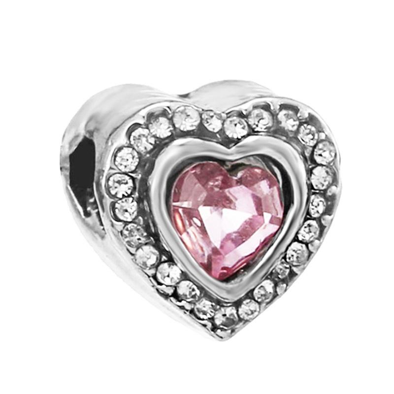 New Silver Plated Pink Diamond Butterfly Alloy Large Hole Charm Beads For DIY Bracelet Necklace Jewelry Accessories Gift