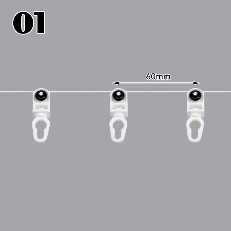 2M Silent Curtain Track Pulley For S Fold Wave Curtains Rail Distance 60mm S-wave Curtain Line Runner Curtain Track Accessories