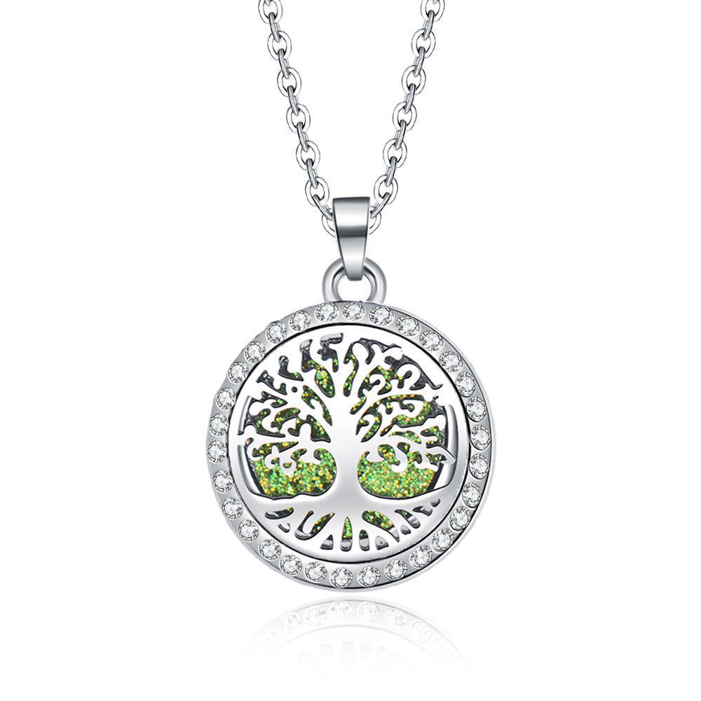 In-Stock Aromatherapy Hollow Diamond Pendant Necklace