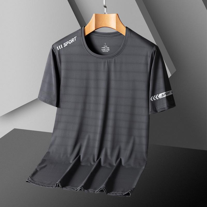 Ledové hedvábné cool tričko s krátkým rukávem Pánské tričko s polovičními rukávy větší velikosti Fitness tričko Top