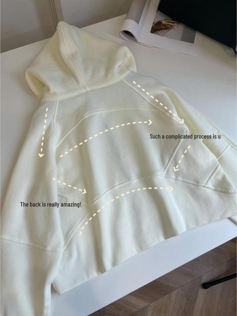 Women's Full Zip Velvet Scuba Hoodie for Yoga and Fitness