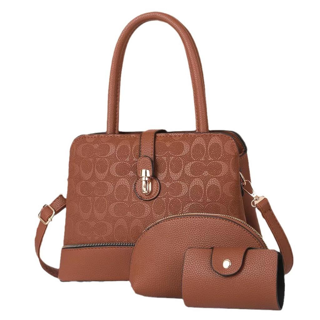 Stylish Three Piece Set Of Versatile Shoulder Handbags With Floral Design For Women