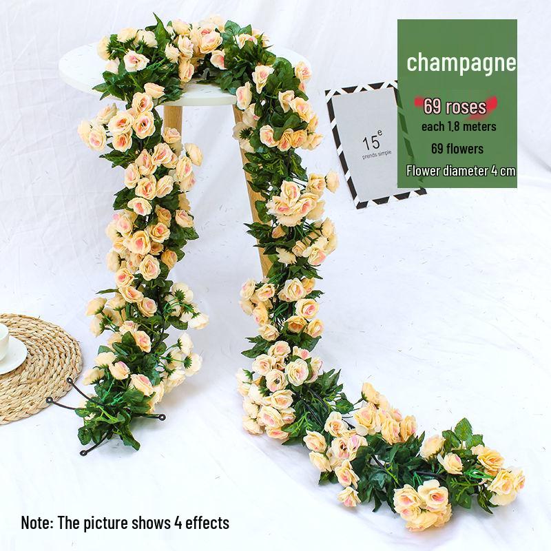 Artificial Rose Vine Garland for Air Conditioning Pipe Decoration