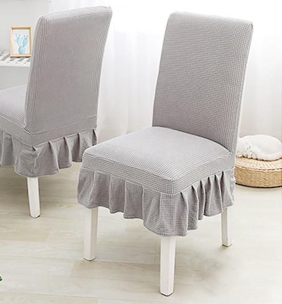 Soft Polar Fleece Fabric Skirt Chair Cover Elastic Chair Covers Dining Room Chair Covers