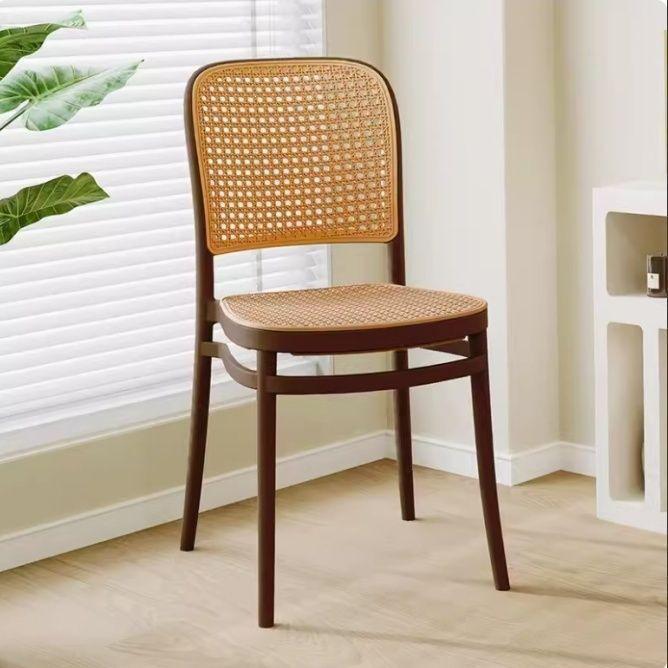 Stylish Rattan-Look Casual Dining Chair – Comfortable Patio or Plastic Chair with Woven Backrest