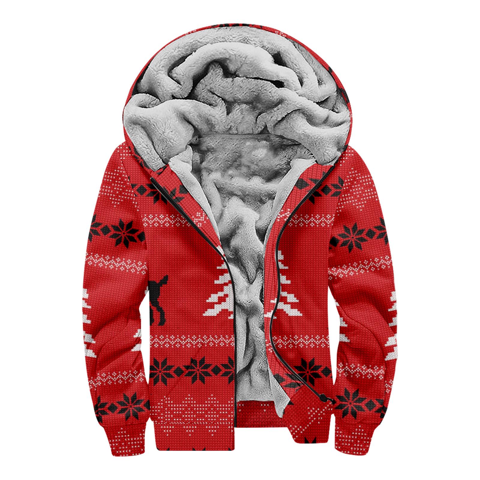 

Мужской индивидуальный повседневный свитер на молнии с длинным рукавом и принтом, толстый хлопковый костюм, зимний костюм M красный