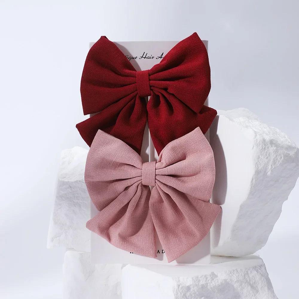 2 Pcs/lot Cute Solid Cotton Hair Bows With Clip For Girls Hair Clips Handmade Hairpins Barrettes Headwear Kids Hair Accessories