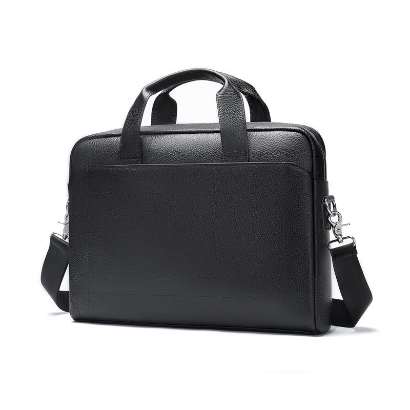 Men's Genuine Leather Briefcase - Top Layer Cowhide Business Tote and Handheld Lawyer Laptop Bag