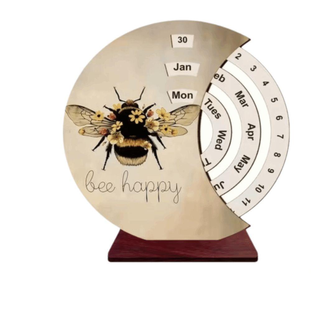 Wooden Material Perpetual Calendar Manual Rotating Manual Rotating Calendar  Home Decoration