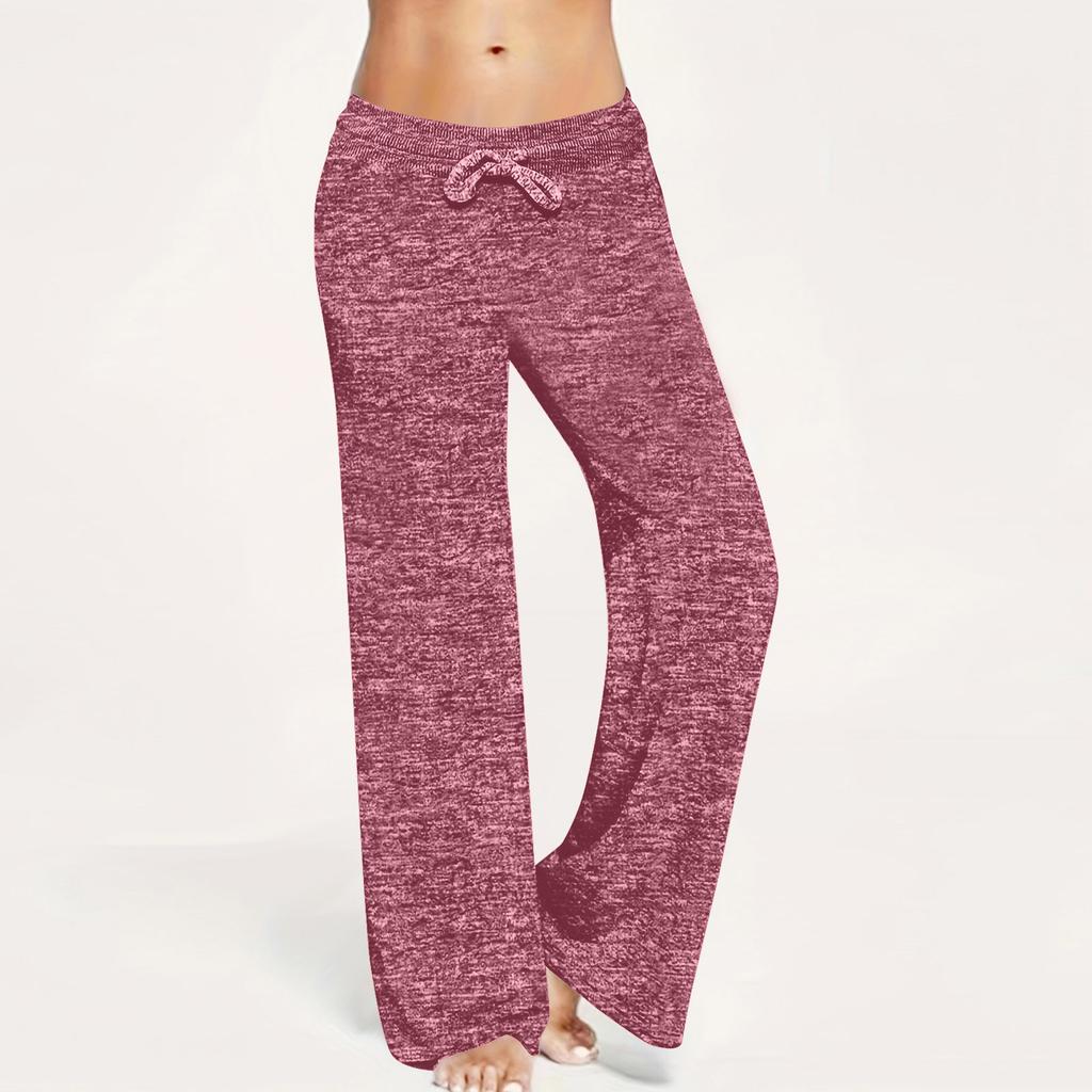 Women's Fashion Color Yoga Pants Loose Drawstring Pocket Wide Leg Pants Casual Pants