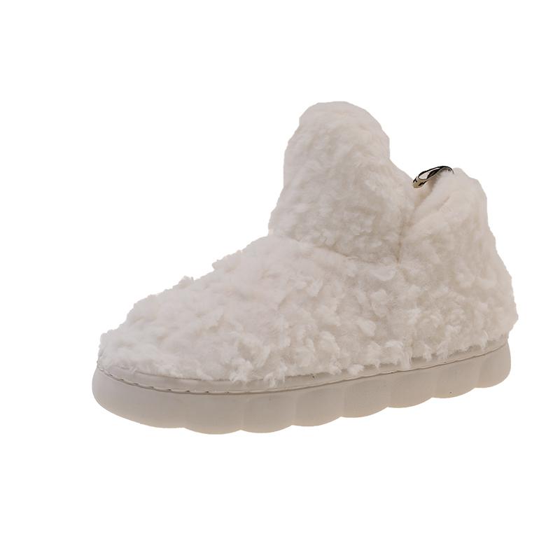 Plush Cotton Boots Winter New Round Toe Sleeve Warm Platform Anti-Slip Wear-Resistant Booties