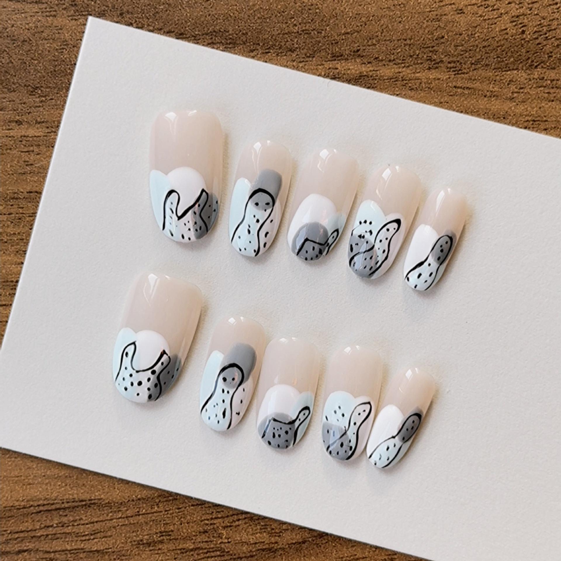 Hand-Painted Abstract Wearable Nail Stickers - Sweet, Cool, Spicy Girl Style Large